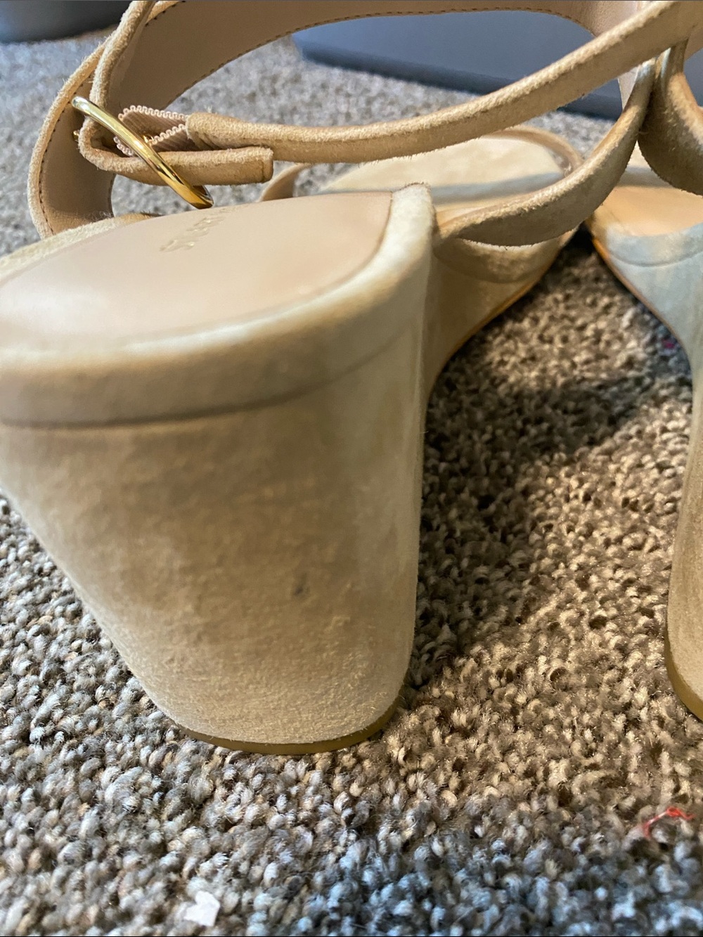 Stuart Weitzman Beige Suede Wedge Sandals - Picture 11 of 14